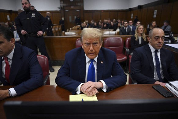 Former President and Republican presidential candidate Donald Trump arrives at Manhattan criminal court to attend his trial in New York, on Monday, April 22, 2024. Opening statements in Trump&#039;s h ...
