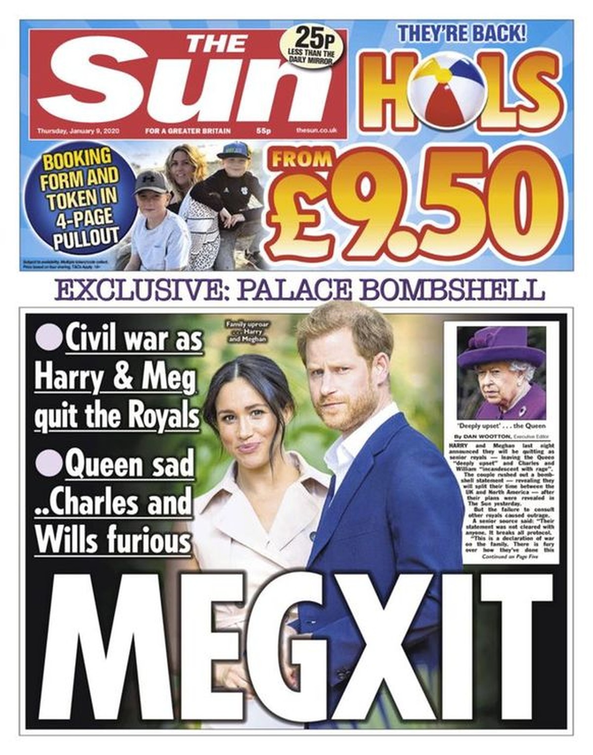 "Bürgerkrieg, weil Harry & Meghan den Royals kündigen. Königin traurig... Charles und Wills schäumen vor Wut. MEGXIT."
