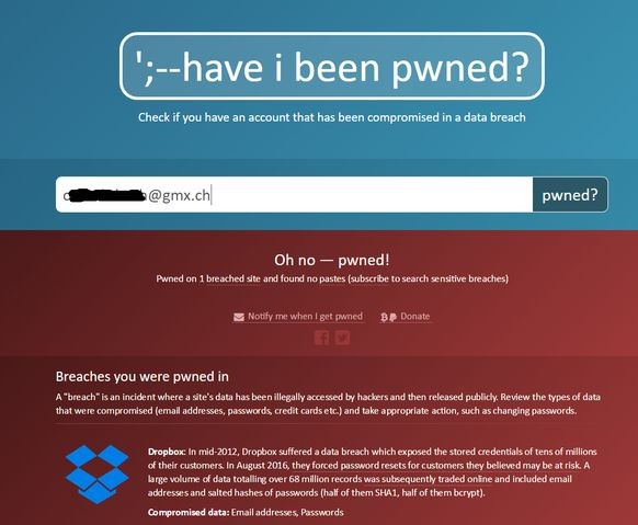 In der Datenbank von HaveIBeenPwned.com befinden sich über 4,8 Milliarden gestohlene Nutzerkonten aus 254 bestätigten Hacks bei Online-Diensten.