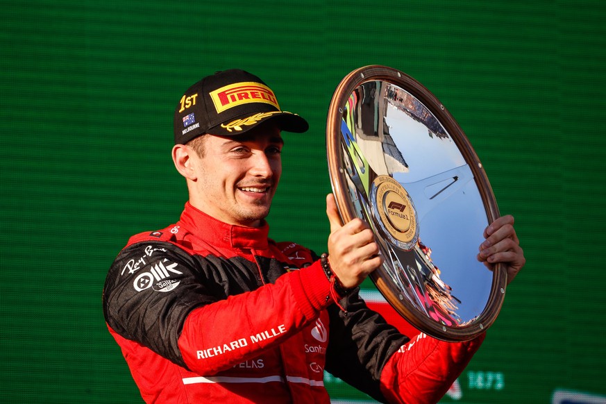 LECLERC Charles (mco), Scuderia Ferrari F1-75, portrait podium during the Formula 1 Heineken Australian Grand Prix 2022, 3rd round of the 2022 FIA Formula One World Championship, on the Albert Park Ci ...