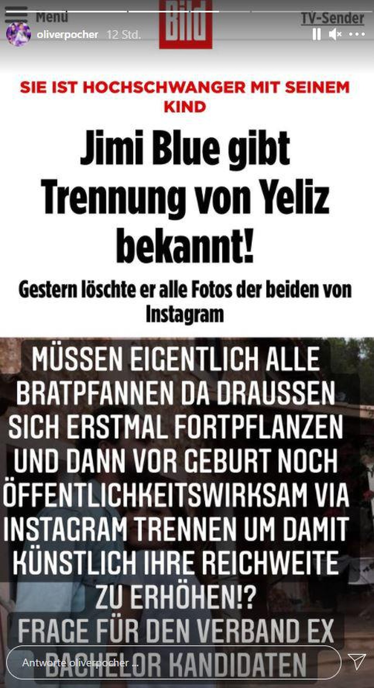 Oliver Pocher ließ eine Schlagzeile zur Trennung nicht unkommentiert.