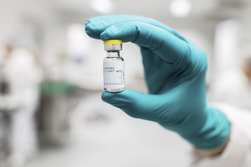 FILE - This July 2020 photo provided by Johnson &amp; Johnson shows a vial of the COVID-19 vaccine in Belgium. The U.S. is getting a third vaccine to prevent COVID-19, as the Food and Drug Administrat ...