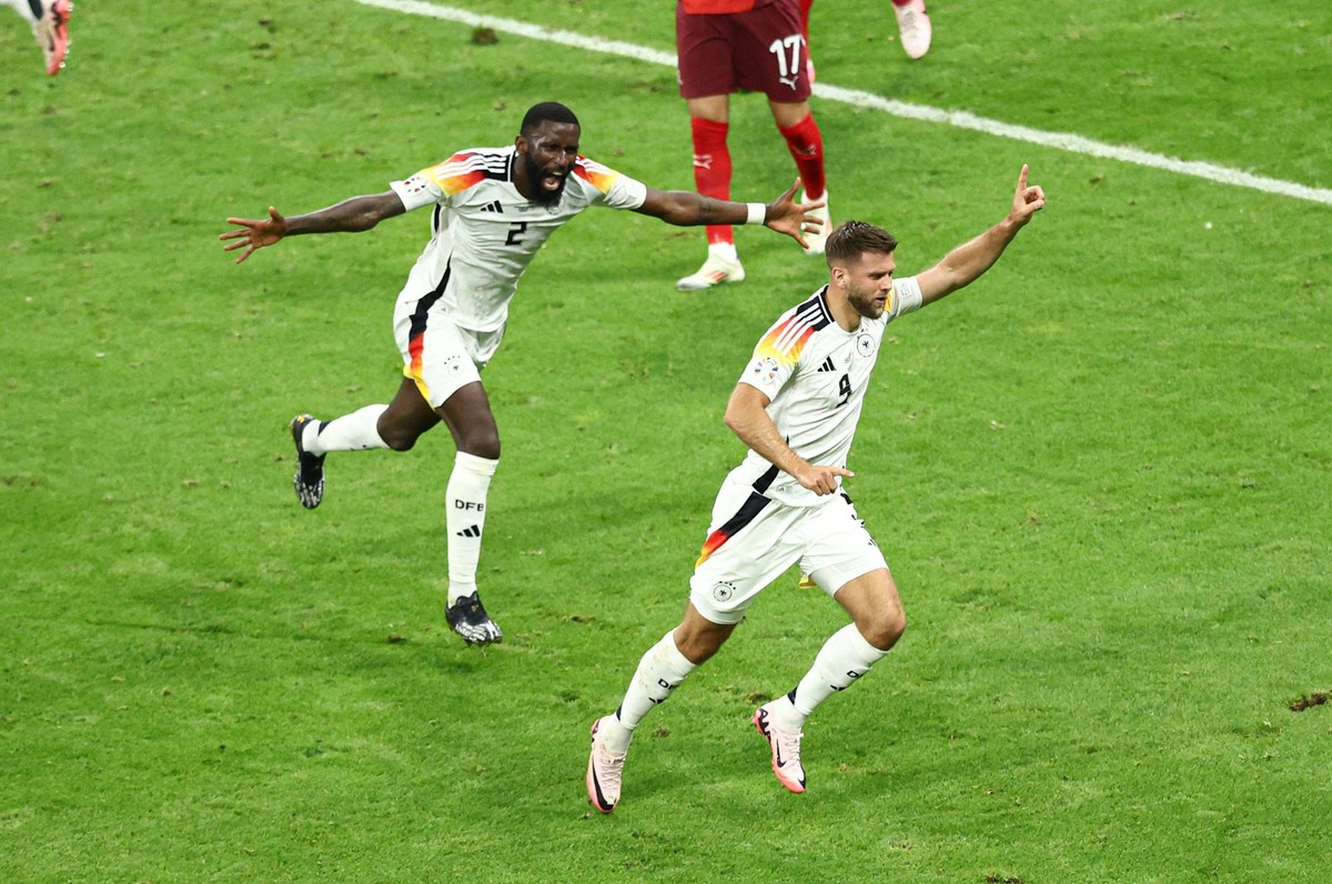 Niclas Füllkrug of Germany scores to make it 1-1 and celebrates Switzerland v Germany, UEFA European Championship, EM, Europameisterschaft 2024, Group A, Football, Frankfurt Arena, Frankfurt am Main,  ...