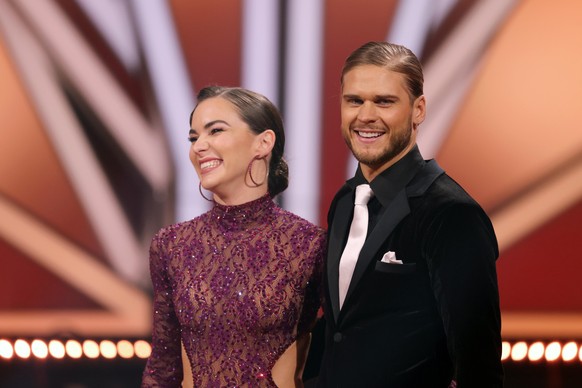 COLOGNE, GERMANY - MAY 28: Rurik Gislason and Renata Lusin react after their performance on stage during the final show of the 14th season of the television competition &quot;Let&#039;s Dance&quot; on ...