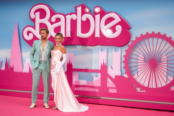 European premiere of Barbie Ryan Gosling and Margot Robbie photographed attending the European premiere of Barbie at Cineworld Leicester Square in London, UK on 12 July 2023., Credit:Julie Edwards / A ...
