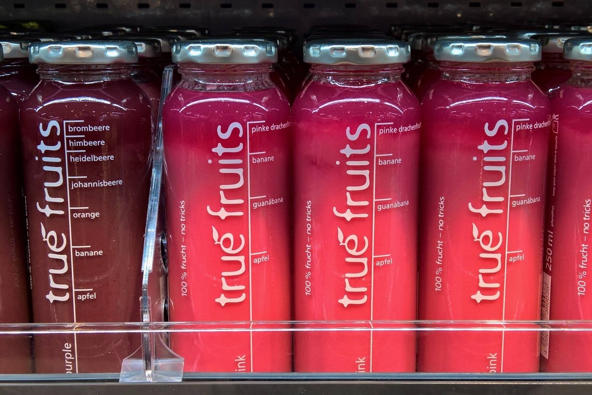 Die True Fruits GmbH ist ein 2006 gegruendeter, in Bonn ansaessiger Anbieter von Smoothies und war nach eigenen Angaben der erste Anbieter solcher Getraenke in Deutschland. Foto: True Fruits Smoothie ...