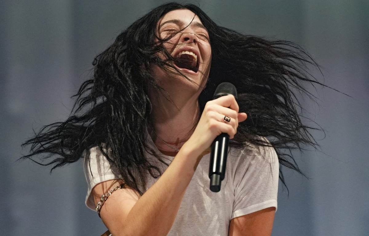 Lorde performs during the Glastonbury Festival in Worthy Farm, Somerset, England, Friday, June 27, 2025. (Scott A Garfitt/Invision/AP)