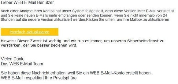 Phishing Mail web.de