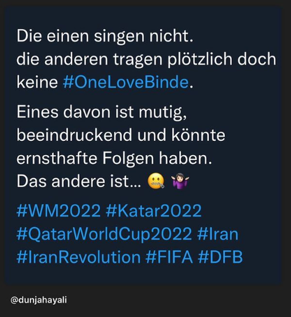Den Tweet von Journalistin Dunja Hayali teilte Lena mit ihren fünf Millionen Follower:innen.