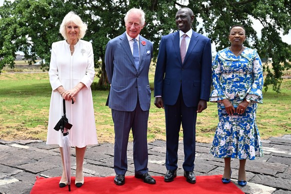 . 31/10/2023. Nairobi, Kenya. King Charles III and Queen Camilla with the President and First Lady of Kenya at Uhuru Gardens in Nairobi on the first day of the State Visit to Kenya. PUBLICATIONxINxGER ...