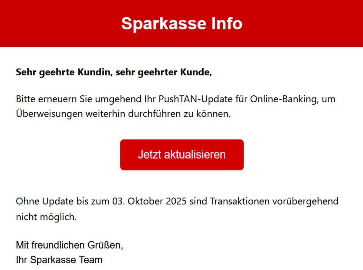 Vor dieser Mail warnt die Verbraucherzentrale.