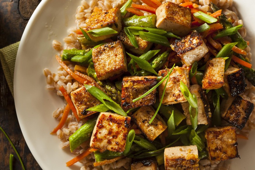 Homemade Tofu Stir Fry with Vegetables and Rice