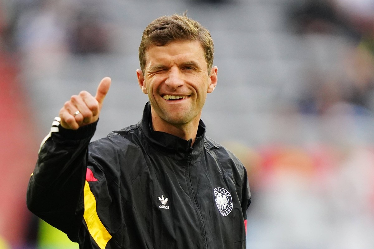 Sport Themen der Woche KW24 Sport Bilder des Tages Germany s Thomas Mueller before the Euro 2024 soccer match between Germany and Scotland at the Allianz Arena , Munich, Germany - Friday 14 , June , 2 ...