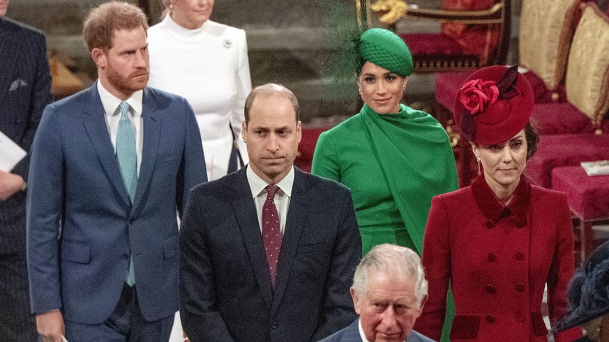 Die einstigen "Fab Four": Harry, William, Meghan und Kate (v.l.) mit Prinz Charles beim letzten Auftritt der Sussexes als Senior Royals.