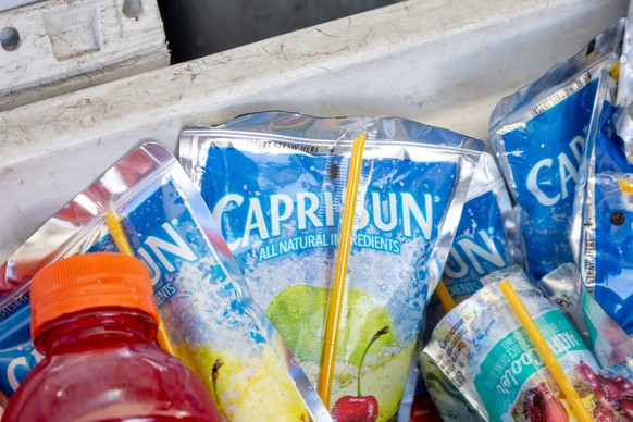 Capri Sun juice, Several Capri Sun juice pouches in an ice cooler.