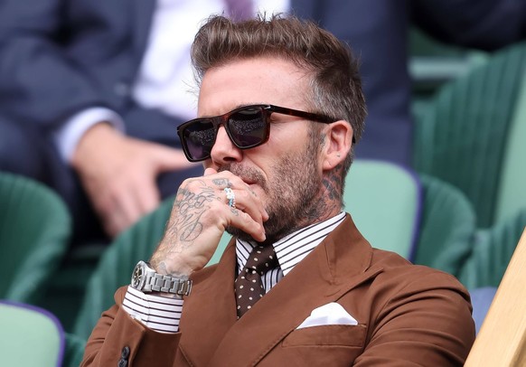 Mandatory Credit: Photo by Mark Greenwood/IPS/Shutterstock 13020448a Ex Footballer Sir David Beckham in the Royal Box at Wimbledon on day ten of the Championships Wimbledon Championships 2022, Day 10, ...
