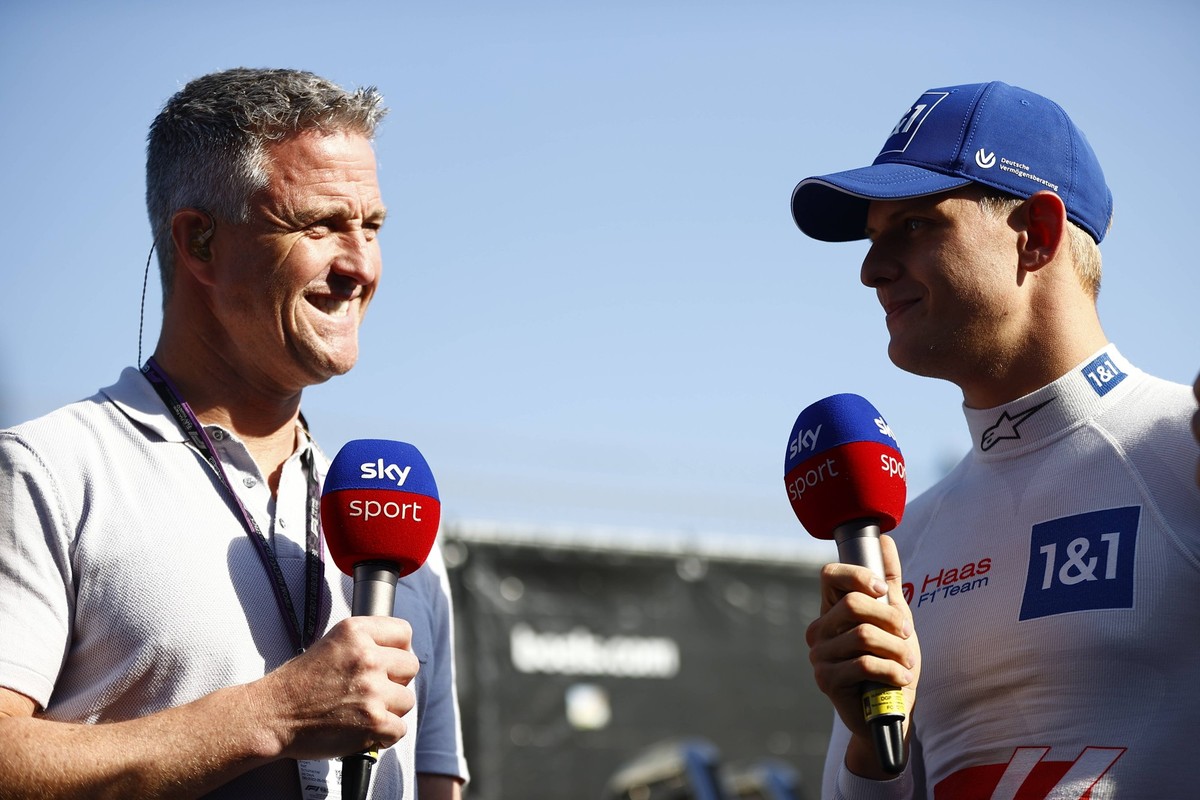 Formula 1 2022: Dutch GP CIRCUIT ZANDVOORT, NETHERLANDS - SEPTEMBER 03: Mick Schumacher, Haas F1 Team, is interviewed by Ralf Schumacher during the Dutch GP at Circuit Zandvoort on Saturday September  ...