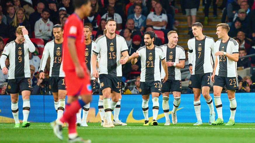 Kai Havertz, DFB 7 celebrates his goal, happy, laugh, celebration, 0-2 with Timo Werner, DFB 9 Leroy SANE, DFB 19 Thilo Kehrer, DFB 5 Niklas Süle, DFB 15 Ilkay Gündogan, DFB 21 David Raum, DFB 3 Nico  ...