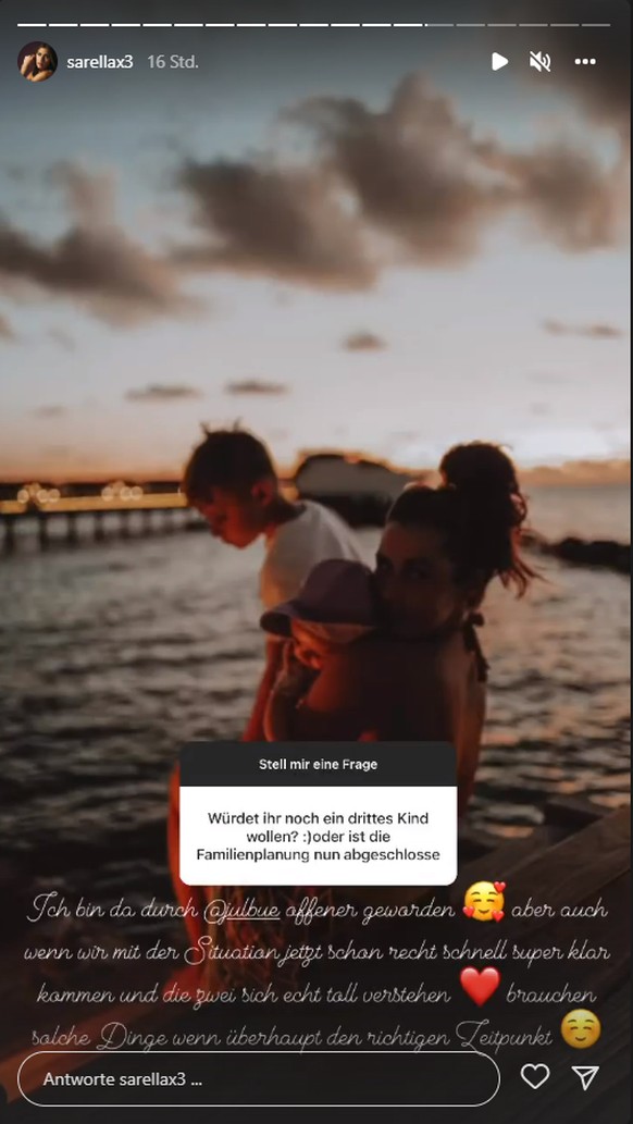 Sarah Engels spricht auf Instagram immer wieder über ein mögliches drittes Kind.