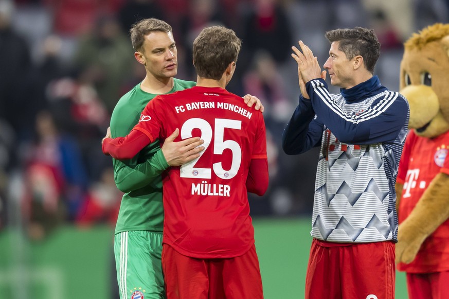 Noch sehr gut in Form: Manuel Neuer (links), Thomas Müller (Mitte) und Robert Lewandowski (rechts).