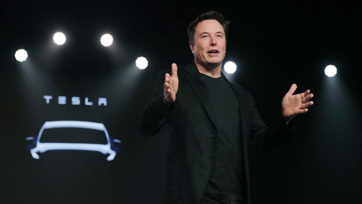 FILE- Tesla CEO Elon Musk speaks before unveiling the Model Y at Tesla's design studio, March 14, 2019, in Hawthorne, Calif. (AP Photo/Jae C. Hong, File)