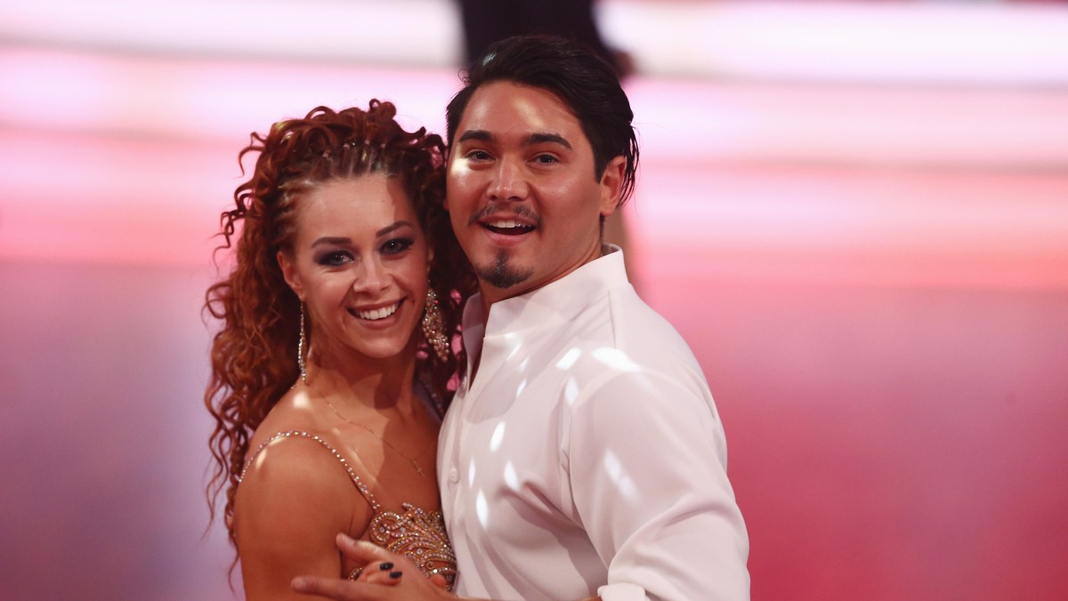 COLOGNE, GERMANY - MAY 06: Erich Klann and Oana Nechiti smile during the 8th show of the television competition 'Let's Dance' on May 06, 2016 in Cologne, Germany. (Photo by Andreas Rent ...