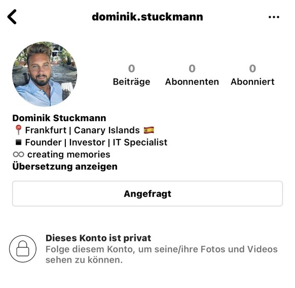 Der Instagram-Account des neuen Bachelors ist noch ziemlich leer.