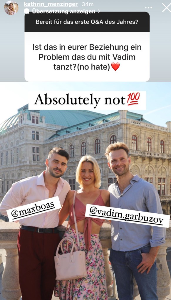 Kahtrin Menzinger mit ihrem Ex-Partner Vadim Garbuzov und ihrem jetzigen Freund Max Boas.