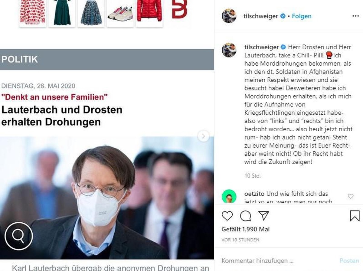 Schweigers Instagram-Post.