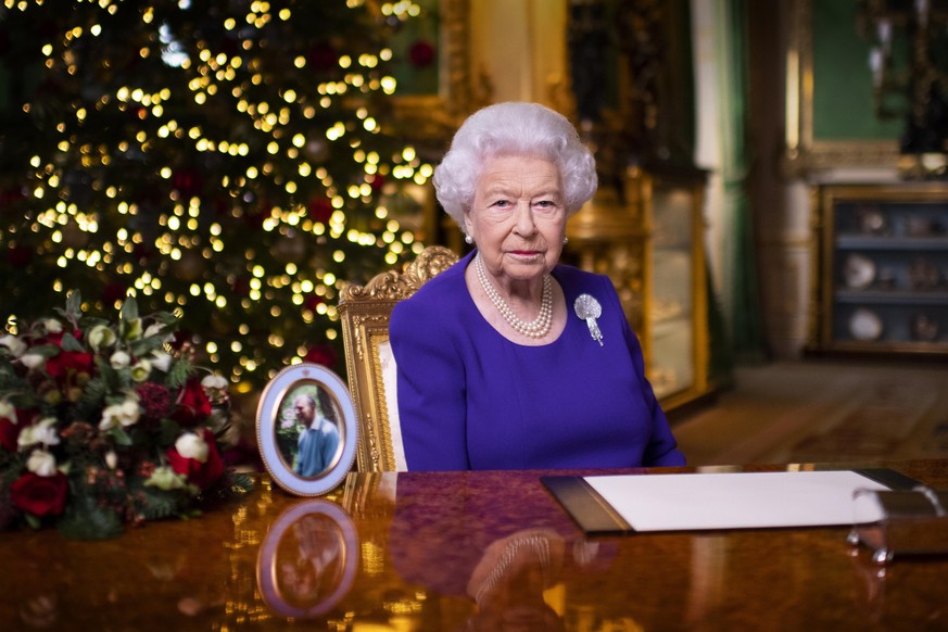 Queen's Christmas broadcast. No use after 24 January 2021 without the prior written consent of The Communications Secretary to The Queen at Buckingham Palace. Queen Elizabeth II records her annual Chr ...