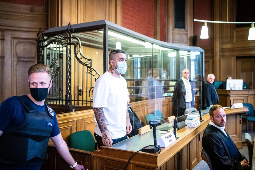 BERLIN, GERMANY - AUGUST 17: Rapper Bushido attends court during the Arafat Abou-Chaker trial on August 17, 2020 in Berlin, Germany. Abou-Chaker, as well his three brothers Yasser, Nasser and Rommel,  ...