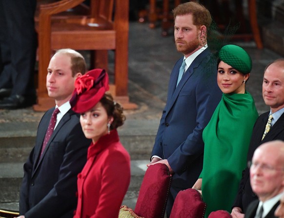 Die Prinzenpaare: In der Westminster Abbey saßen Harry und Meghan hinter William und Kate.