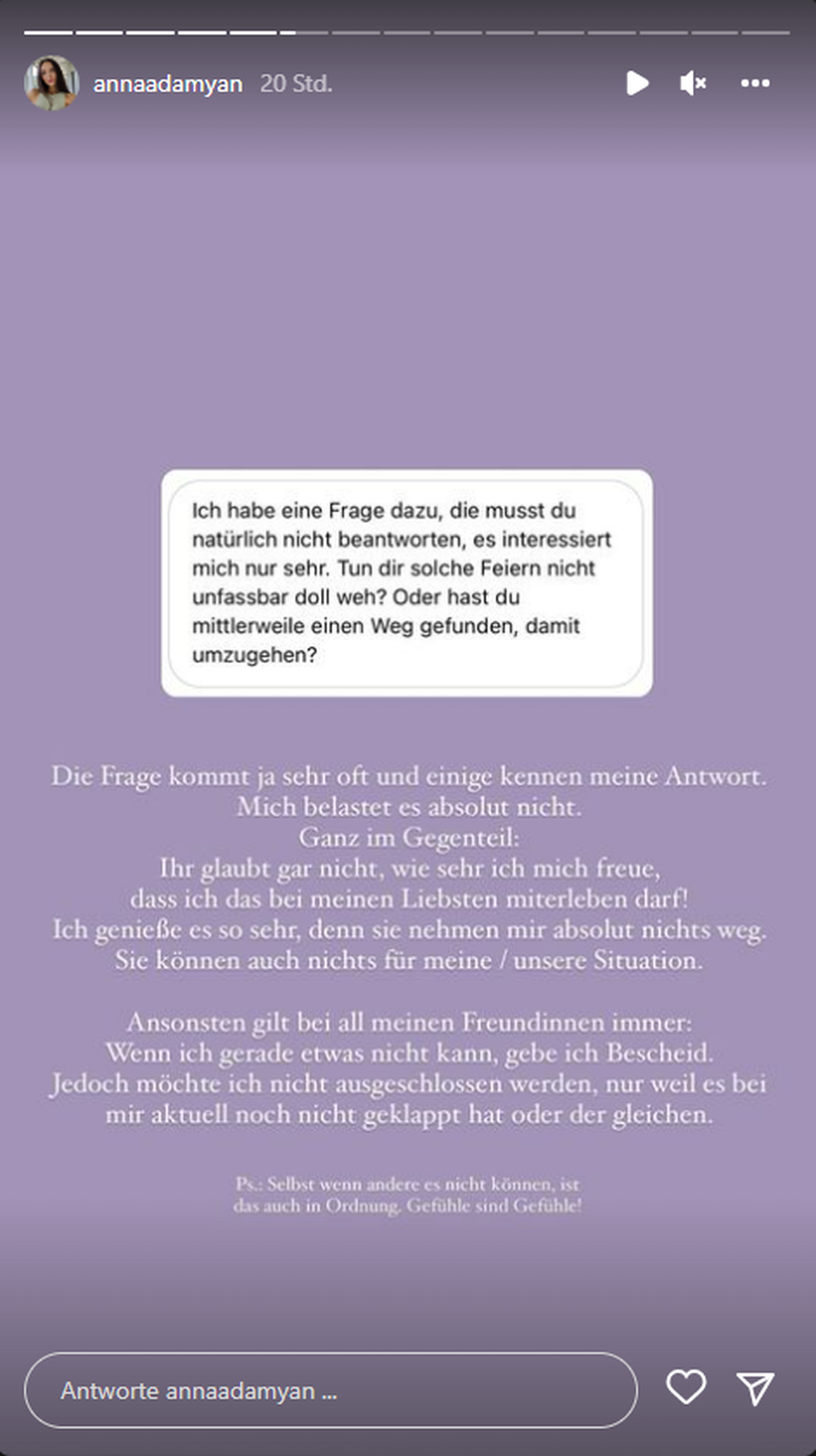 Anna Wilken beantwortet immer wieder Fragen zu ihrem unerfüllten Kinderwunsch.