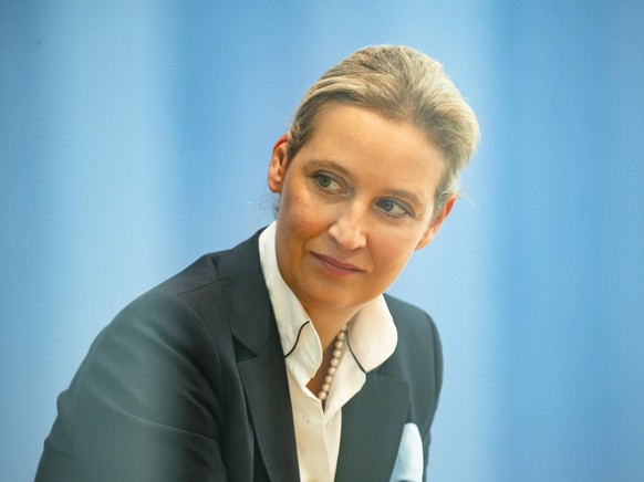 Party Speaker of Alternative fuer Deutschland (AfD, Alternative for Germany) Party Alice Weidel is pictured during a press conference at the Bundespressekonferenz the day after the general elections i ...