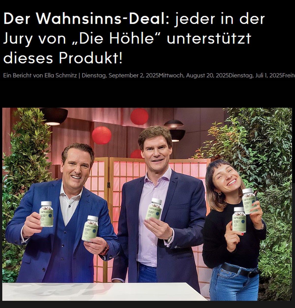 Nicht sehr glaubwürdig: Die Investoren der Vox-Sendung "Die Höhle der Löwen" werben für das Abnehm-Produkt "GLP Formula". Gegenüber watson stellt Investorin Judith Williams jedoch ...