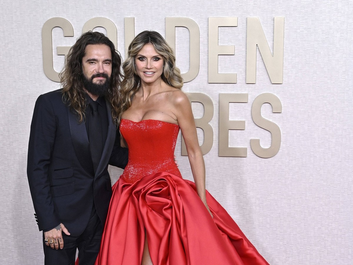Tom Kaulitz mit Ehefrau Heidi Klum bei der Verleihung der 81. Golden Globe Awards im Beverly Hilton Hotel. Beverly Hills, 07.01.2024 *** Tom Kaulitz with wife Heidi Klum at the 81 Golden Globe Awards ...