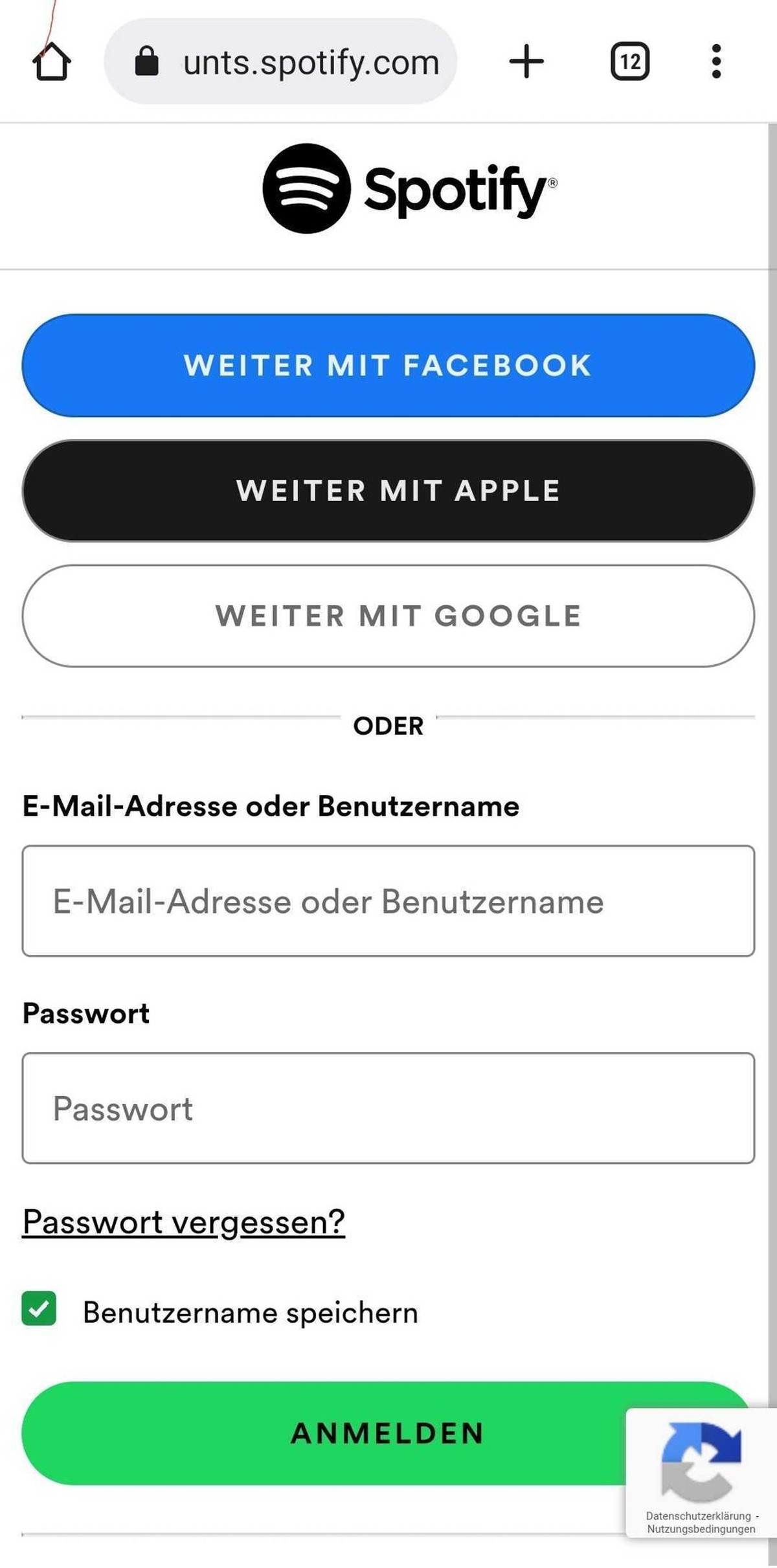 Die echte und die falsche Spotify-Log-in-Seite sehen sich zum Verwechseln ähnlich. Die URL verrät die Echtheit.