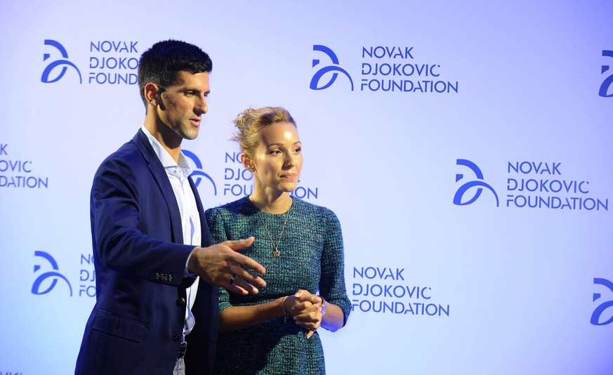 Novak Djokovic (l.) mit seiner Frau Jelena auf einer Veranstaltung der &quot;Novak Djokovic Foundation&quot;.