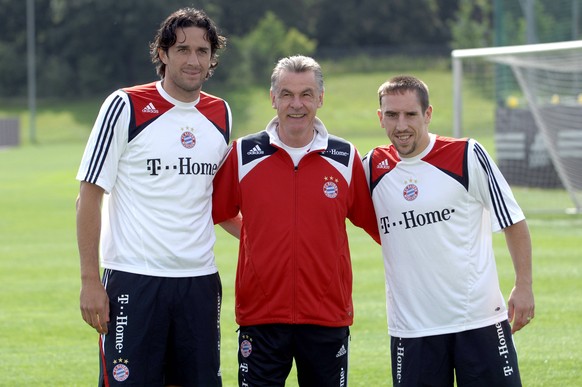 Luca Toni und Franck Ribéry beim Trainingsauftakt 2007 in München.