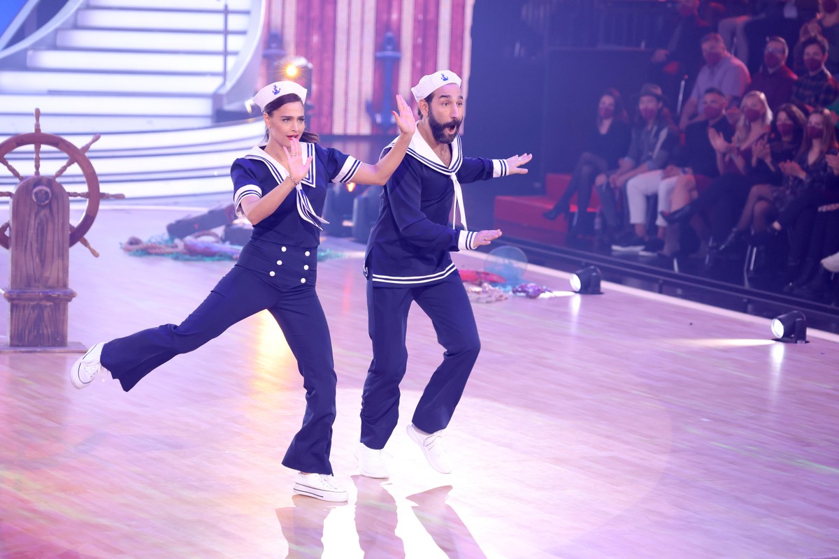 COLOGNE, GERMANY - APRIL 01: Amira Pocher and Massimo Sinatò perform on stage during the 6th show of the 15th season of the television competition show &quot;Let&#039;s Dance&quot; at MMC Studios on A ...