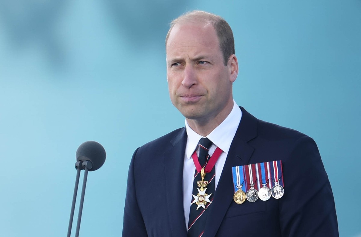 05.06.2024, Großbritannien, Portsmouth: William, Prinz von Wales, spricht auf der nationalen Gedenkveranstaltung des Vereinigten Königreichs zum 80. Jahrestag des D-Day, die vom Verteidigungsministeri ...