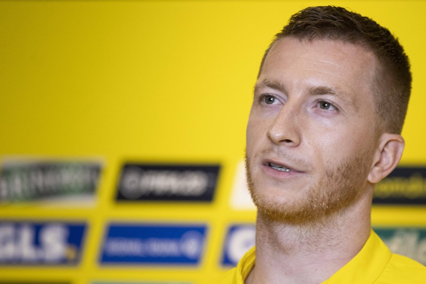 Fußball: Trainingslager von Borussia Dortmund am 08.01.2023 in Marbella Spanien. Marco Reus stellt sich in der Medienrunde den Fragen der Journalisten *** Soccer training camp of Borussia Dortmund on  ...