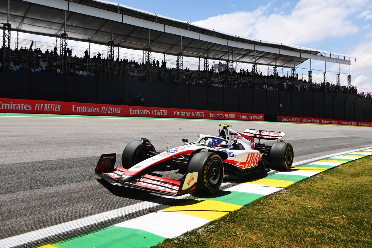 Formula 1 2022: Sao Paulo GP AUToDROMO JOS CARLOS PACE, BRAZIL - NOVEMBER 12: Mick Schumacher, Haas VF-22 during the Sao Paulo GP at Autodromo Jos Carlos Pace on Saturday November 12, 2022 in Sao Paul ...