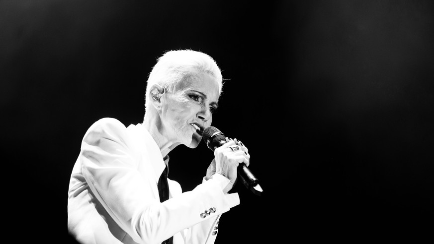 July 10, 2015 - Locarno, Switzerland - Marie Fredriksson of the Swedish pop rock duo Roxette pictured on stage as they perform at Moon and Stars Festival 2015 in Locarno. Locarno Switzerland PUBLICATI ...