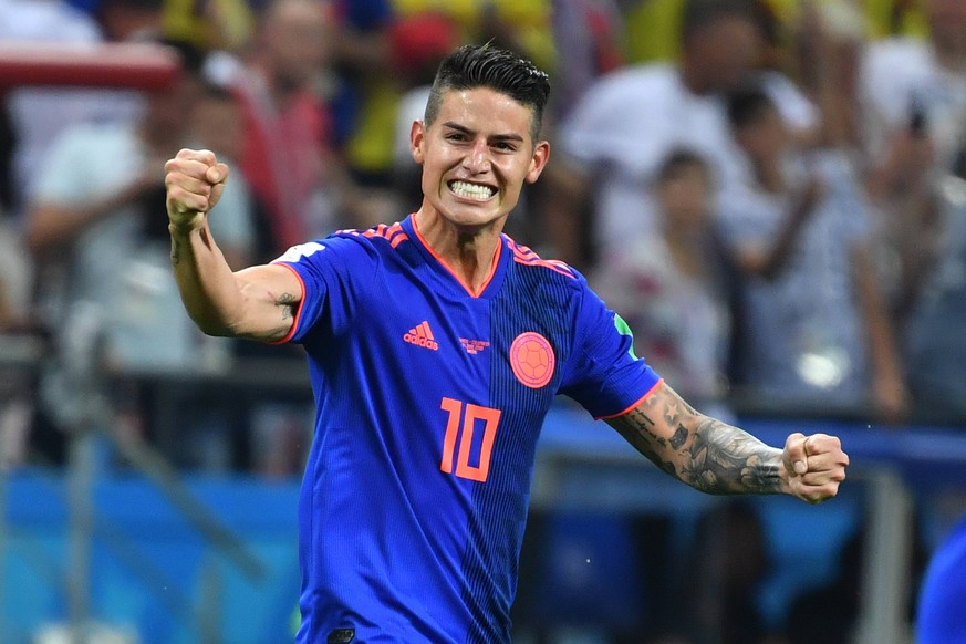 Bilder des Tages - SPORT WM 2018, Polen - Kolumbien James RODRIGUEZ (COL),Jubel,Freude,Begeisterung, Aktion,Einzelbild,angeschnittenes Einzelmotiv,Halbfigur,halbe Figur, Polen (PO)-Kolumbien (COL) 0-3 ...