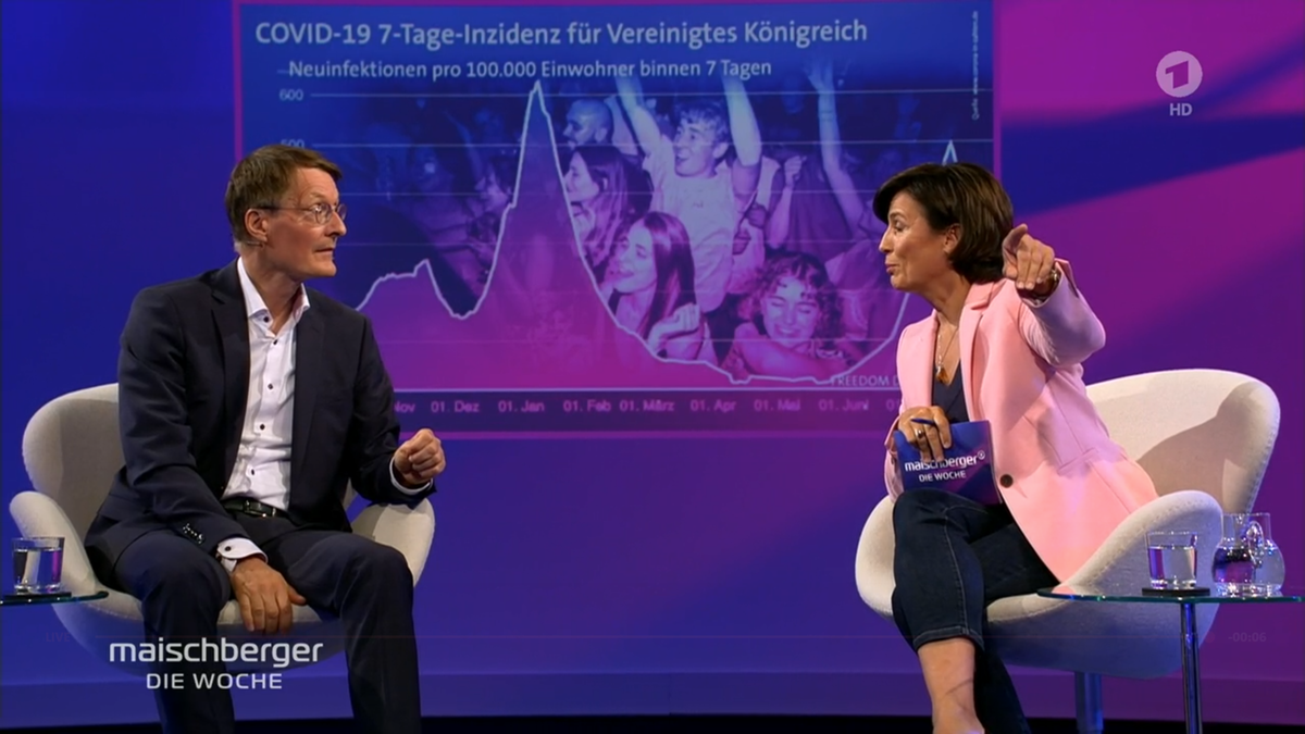 Karl Lauterbach (li.) muss sich bei Maischberger rechtfertigen.