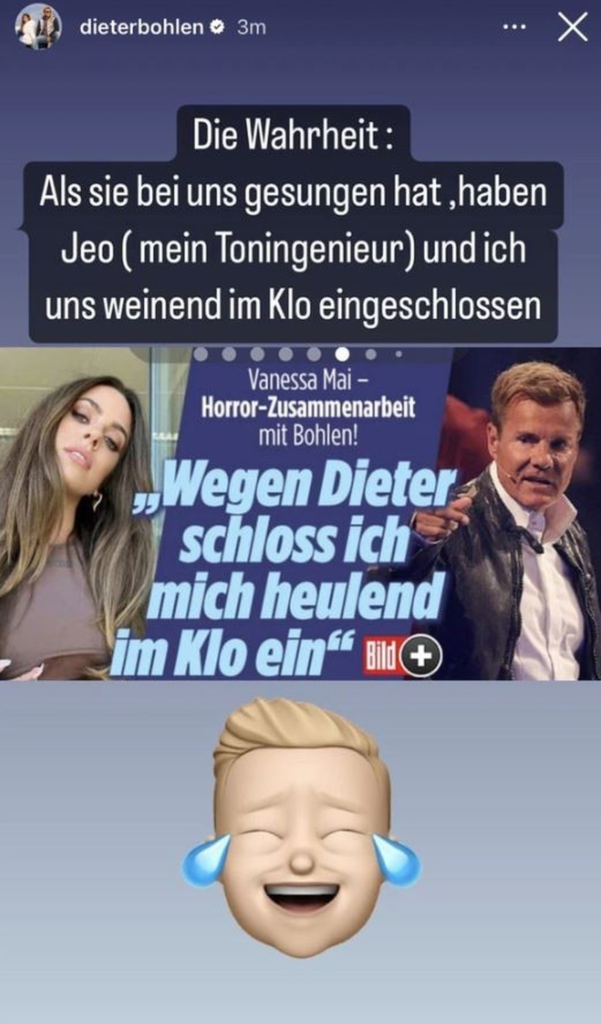 So reagierte Dieter Bohlen im Oktober auf Vanessas Buchauszüge.