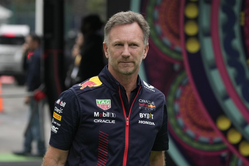 Team chief Christian Horner of Red Bull Racing arrives ahead of a practice session for the the Formula One Mexico Grand Prix auto race at the Hermanos Rodriguez racetrack in Mexico City, Friday, Oct.  ...