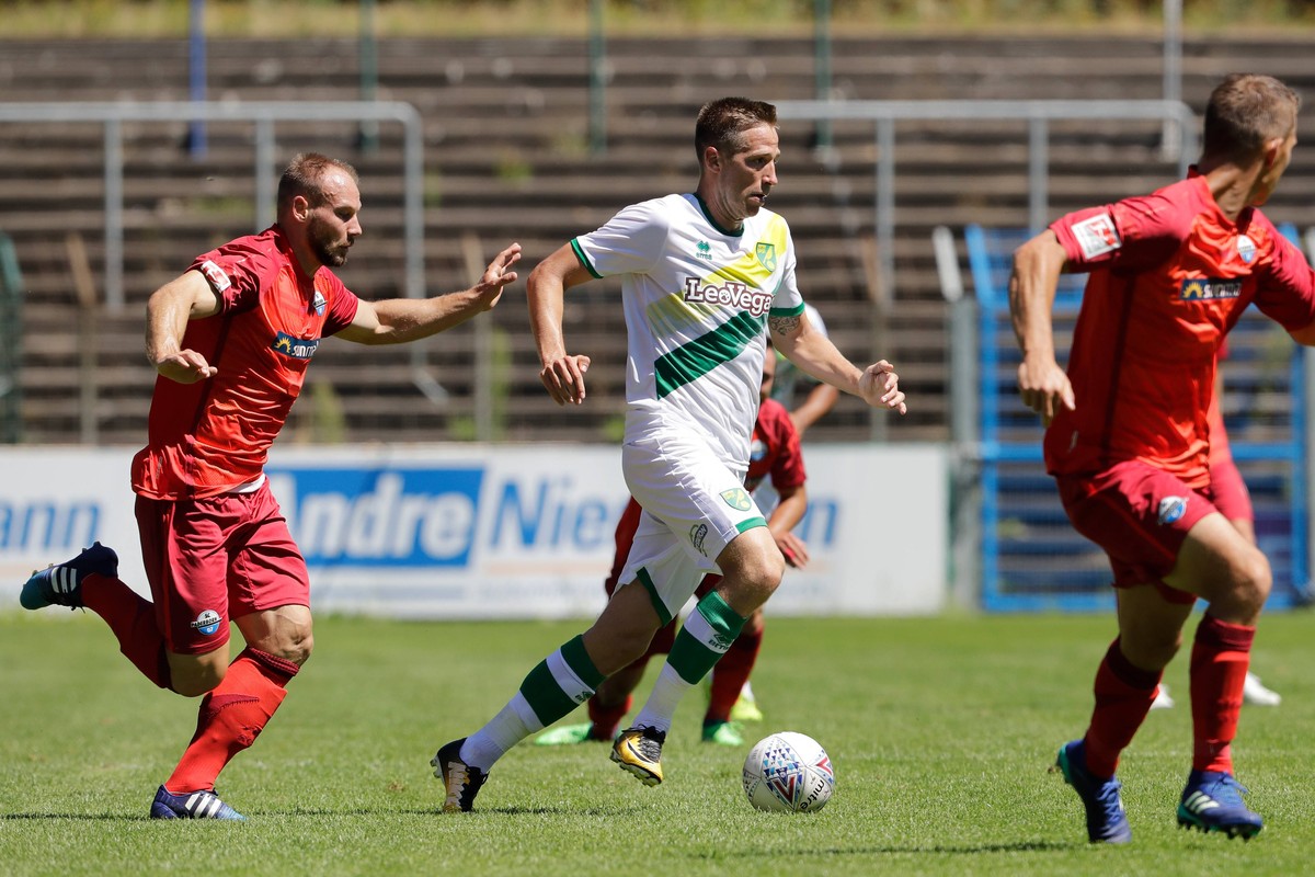 SC Paderborn v Norwich City Friendly Marco Stiepermann of Norwich City during the Friendly match at Benteler Arena, Paderborn PUBLICATIONxNOTxINxUK Copyright: xFocusxImagesx FIL-12019-0064