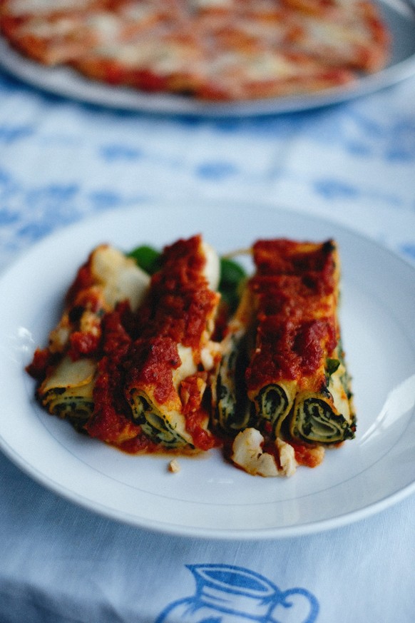 Vegane Cannelloni mit Ricotta Spinat Füllung